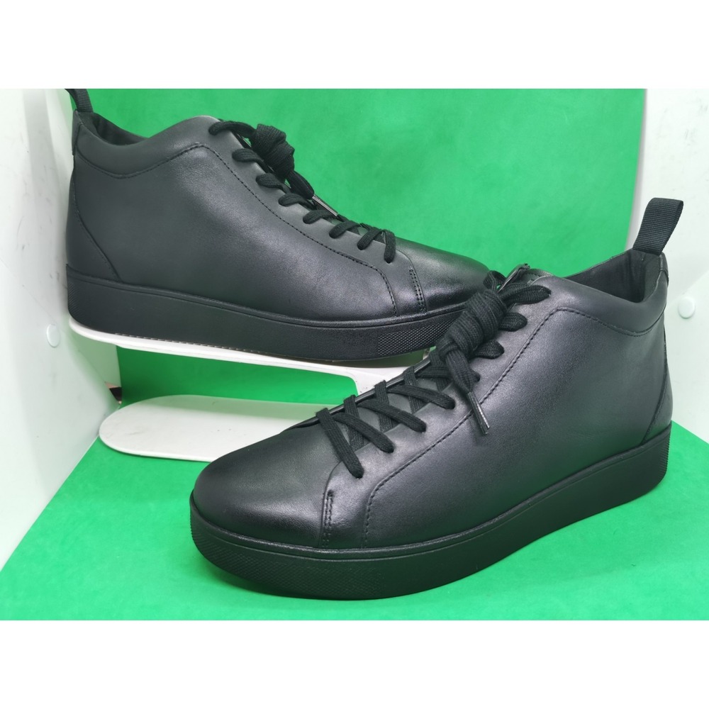 FitFlop Rally Leather High Top Sneakers Black EK8-090 Women Size 10 US - Picture 13 of 16